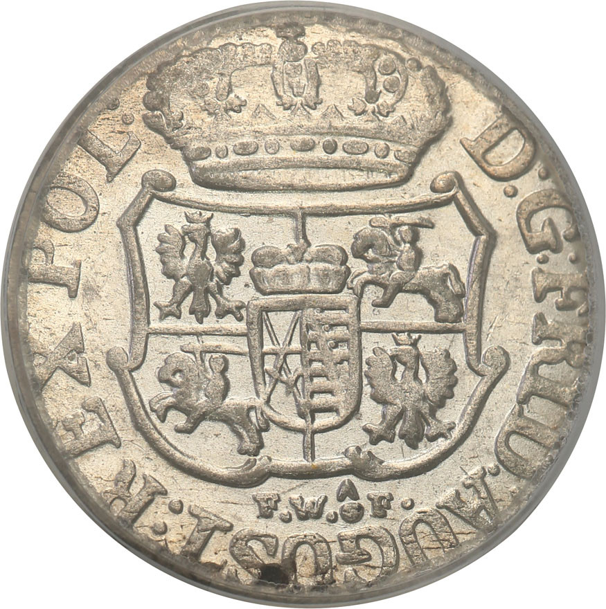 August III Sas. 1/24 talara 1754 Drezno PCGS MS62